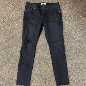 CABI‎ black distressed slim boyfriend skinny ankle jeans